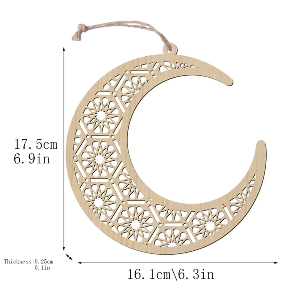  4 Stücke Holz Anhänger Ornament Ramadan Mubarak Eid Kareem Dekoration Mond Sterne Wind Licht Form Anhänger Ornament Für Ramadan Dekorationen