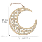  4 Stücke Holz Anhänger Ornament Ramadan Mubarak Eid Kareem Dekoration Mond Sterne Wind Licht Form Anhänger Ornament Für Ramadan Dekorationen