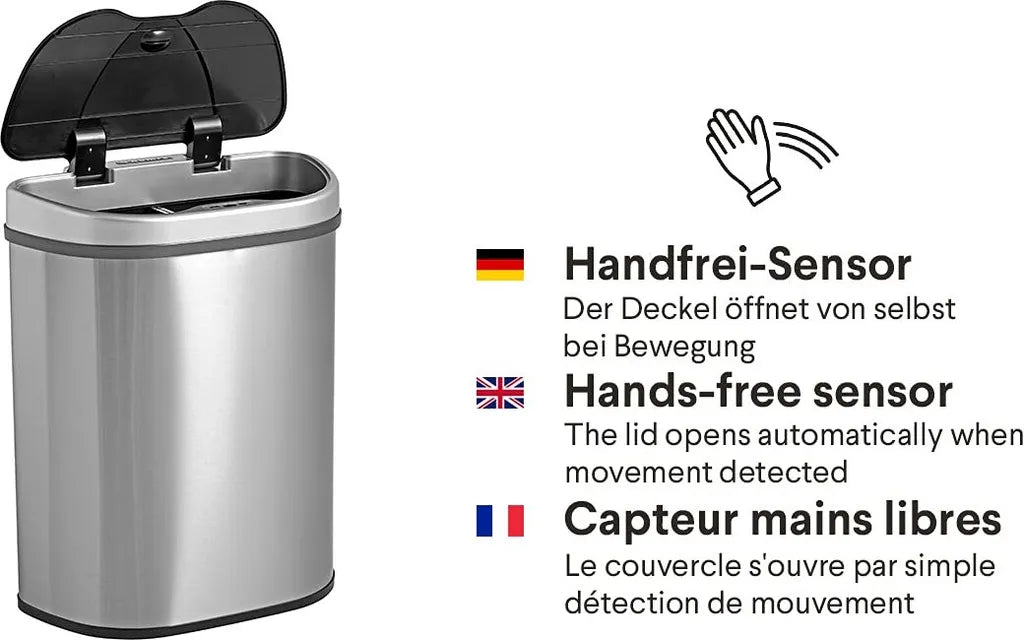  QUBIX Sensor Mülleimer 70L - 2 X 35L - 2 Fächer - Edelstahl - Abfalleimer - Abfalltrennsensor - Abfalltrennung Mülleimer