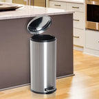  HOMCOM Treteimer Mit Inneneimer Pedal-Mülleimer Klappdeckel Abfallsammler Edelstahl Silber 30L