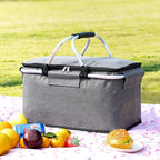  Großer Korb Faltbare Einkaufshilfe Picknickkorb Faltbare Einkaufstasche Einkaufskorb Mit Aluminiumgriff,Navy Blau