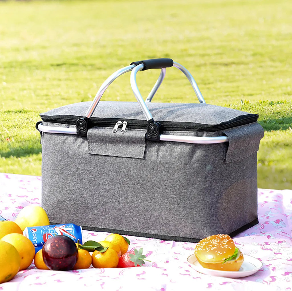  Großer Korb Faltbare Einkaufshilfe Picknickkorb Faltbare Einkaufstasche Einkaufskorb Mit Aluminiumgriff,Navy Blau