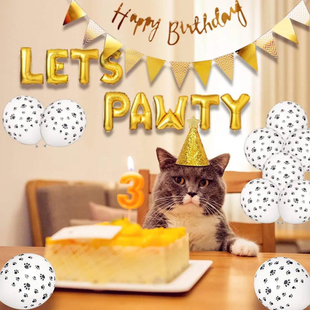  23PCS Haustier Hund Geburtstag Set, Hunde Geburtstag Deko, Happy Birthday Ballons Set Geburtstag Dekoration Zubehör Für Hund Katze