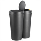  Deuba Mülleimer 50 L Duo 2fach Trennsystem 2x25L Druckknopf-Automatik Küche Abfalleimer Müllbehälter Mülltrennung Büro, Farbe:schwarz - Black - Noir