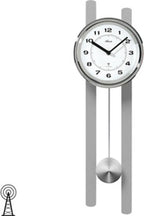  Atlanta 5105/19 Wanduhr Funk Funkwanduhr Mit Pendel Silbern Pendeluhr