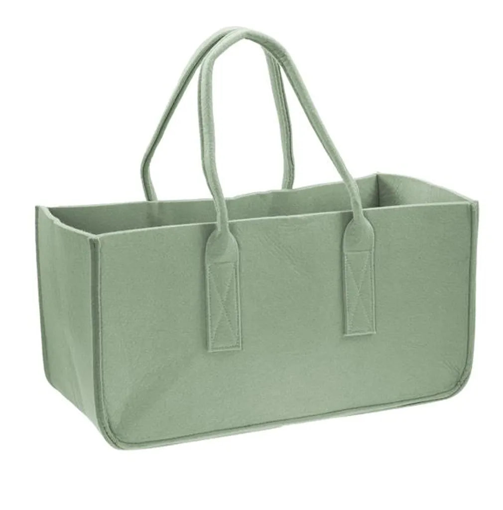  2 Stück Filztasche - Ideale Mehrweglösung Als Einkaufstasche, Faltbare Tragetasche, Spielzeugkiste, Holzkorb Etc., Ca. 50 X 25 X 25 Cm, Ca. 5 Mm Materialstärke (grün)
