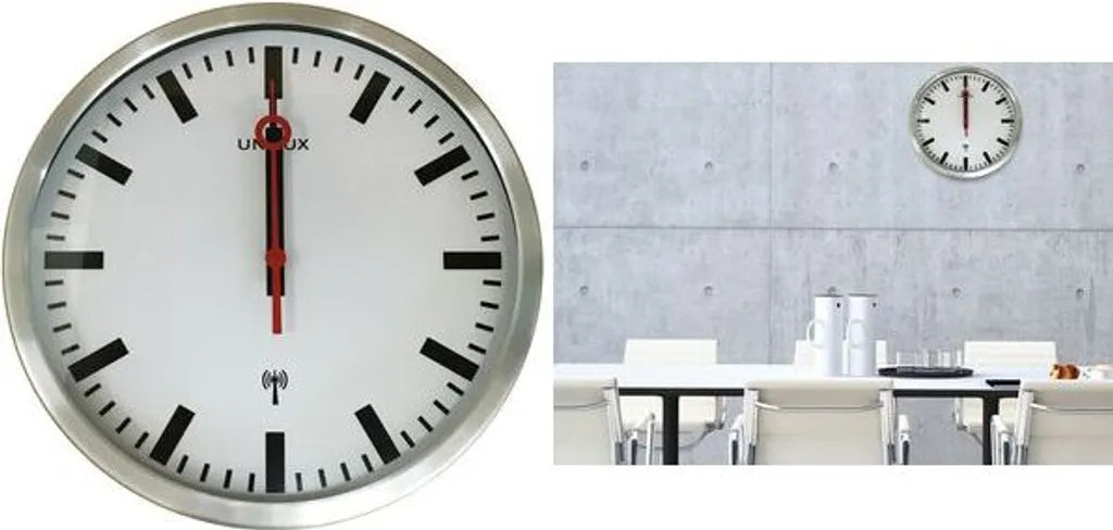  UNiLUX Wanduhr/Funkuhr STATION Durchmesser: 350 Mm Silber