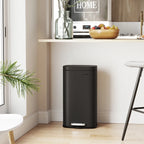  SONGMICS Mülleimer, 30 L Abfalleimer Mit Pedal, Treteimer Mit Inneneimer Aus Kunststoff, Für Die Küche, Klappdeckel, Softclose, Geruchsdicht Und Hygienisch, Schwarz LTB03BK