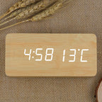  Digitaler Wecker Holz Holzoptik 3D LED Digital Digitaluhr Wanduhr Datum Temperatur 12h 24h USB Alarm Clock Schlafzimmer Büro Dimmbar Zeit Uhr Retoo