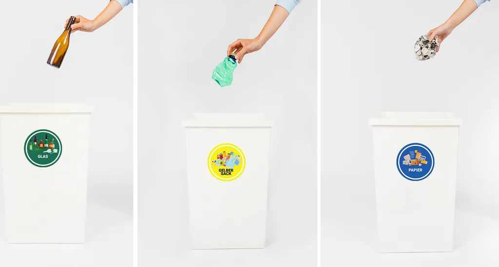  Mülltonnen Aufkleber, 7 Aufkleber Für Mülltonnen Restmüll, Papier, Gelber Sack, Glas, Pfand, Müll Sticker Für Abfallentsorgung