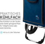  Einkaufstrolley FAJENA In Blau Mit Kühlfach, Ausklappbarem Sitz & Großen, Abnehmbaren Rädern