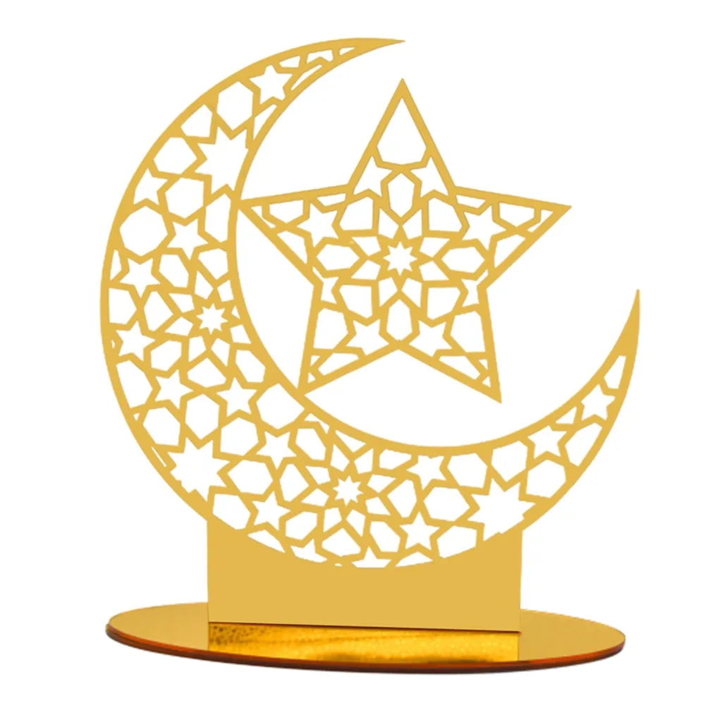  2x Ramadan Eid Mubarak Dekorationen Eid Mubarak Acryl Ornamente Mond Sterne, Ramadan Dekorationen
