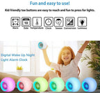  Digitaler Wecker Kinder, LED Kinderwecker 7 Farben Nachtlicht Lichtwecker Schlummerfunktion Für Mädchen Jungen