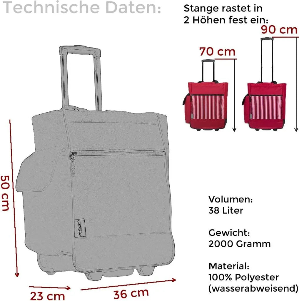 Trolley Einkaufstrolley Einkaufsroller Alessandro Pro Shopper Mit Stabilem Stand Einkaufstrolly Einkaufstasche Saunatrolley Trolly 38L 12894 Two Tone Grey Grau
