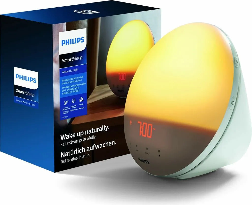  Philips HF3519/01 Wake-up Light (Sonnenaufgangfunktion, Digitales Fm Radio, Tageslichtwecker) Weiß