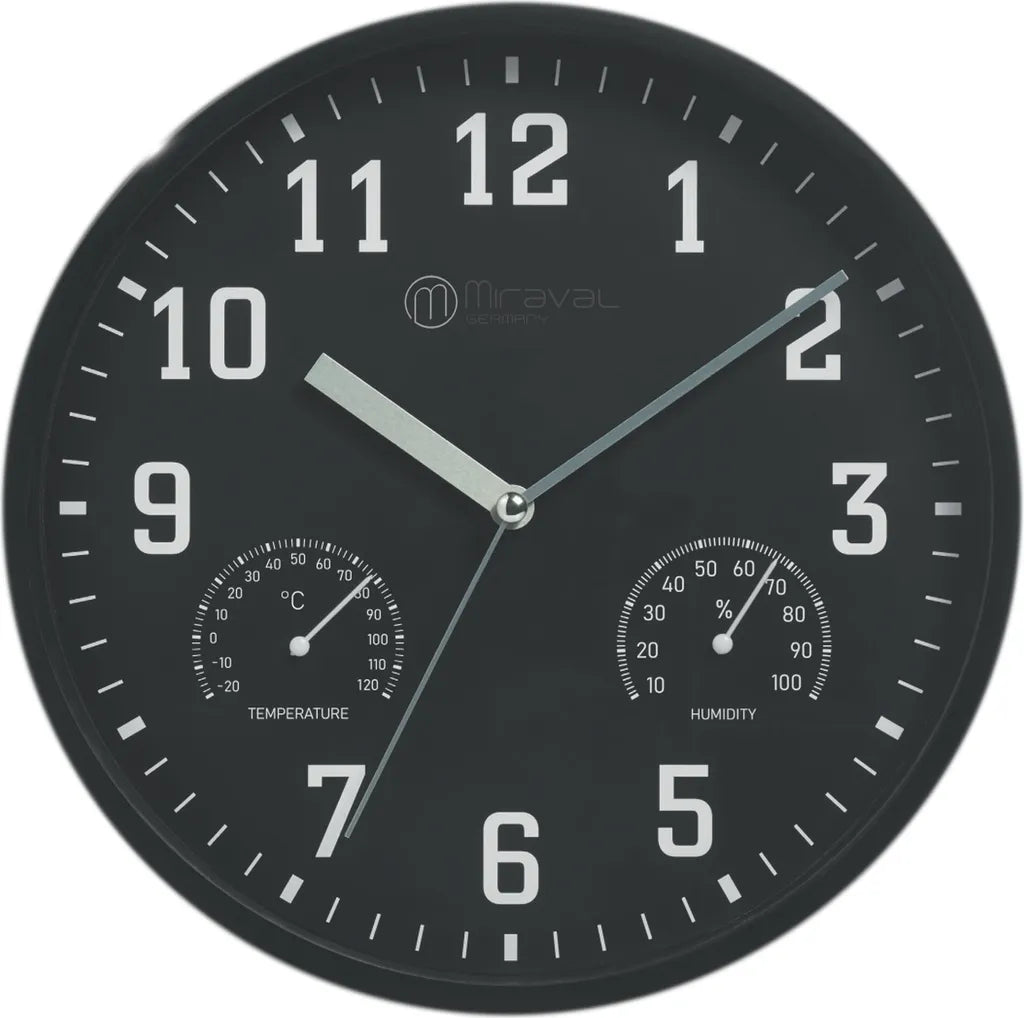  Wanduhr Thermometer Hygrometer 250 Mm Küchenuhr Wohnzimmer Luftfeuchtigkeit Temperaturanzeige Analog Bürouhr Moderne Wanduhr