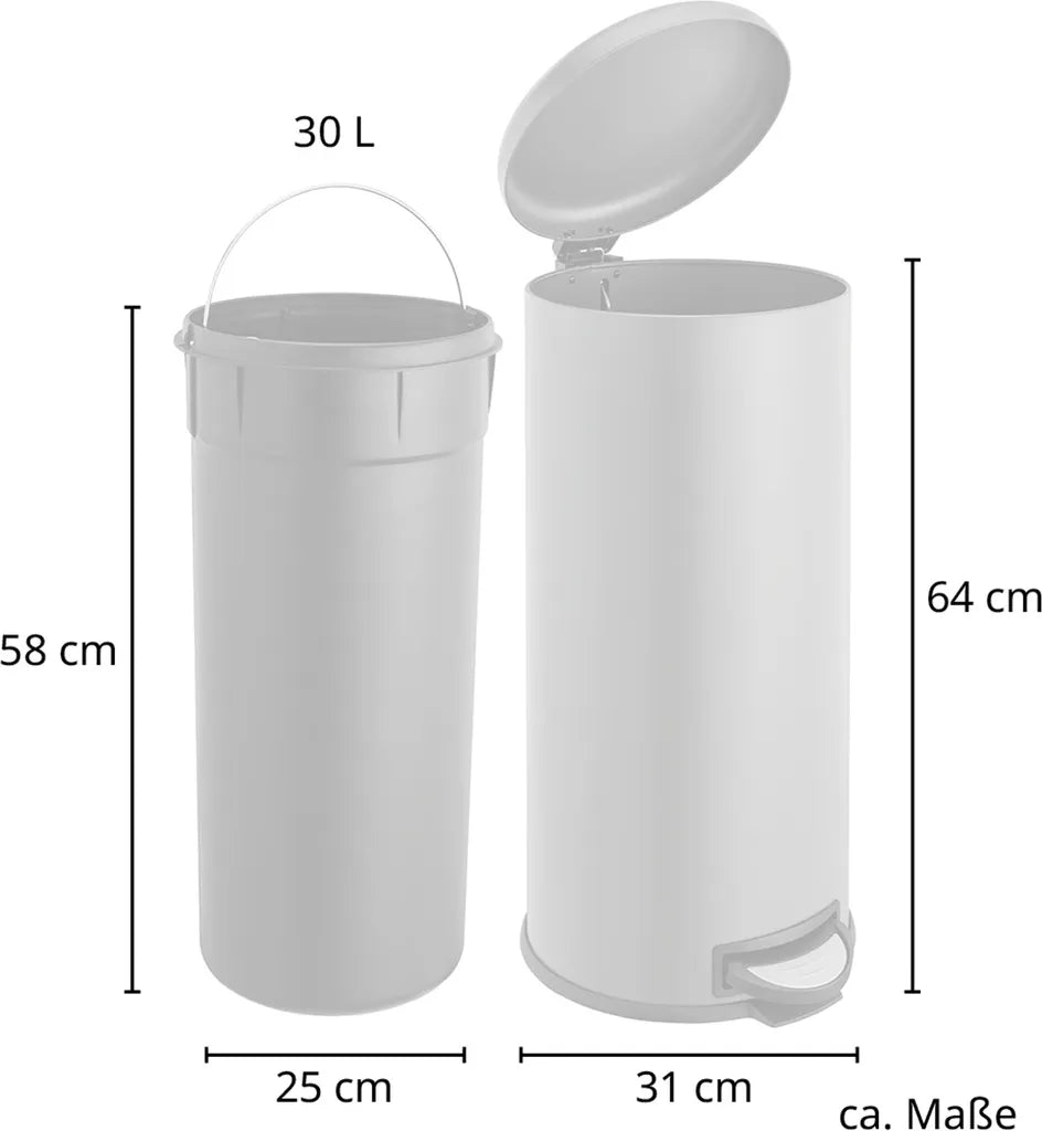  SVITA T30 Mülleimer Grau 30 Liter Abfalleimer Müllbehälter Inneneimer Stahl