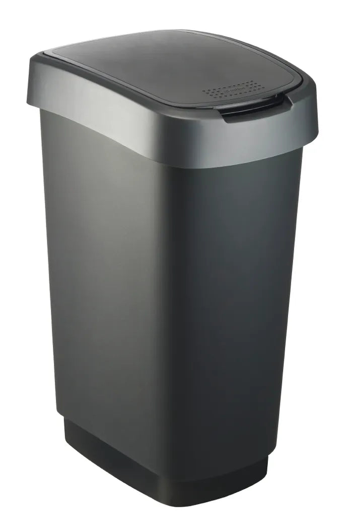 ROTHO Ersatzklappe Für Den Swingeimer 50 L TWIST, Farbe:Schwarz Recykl. / Dunkelsilber