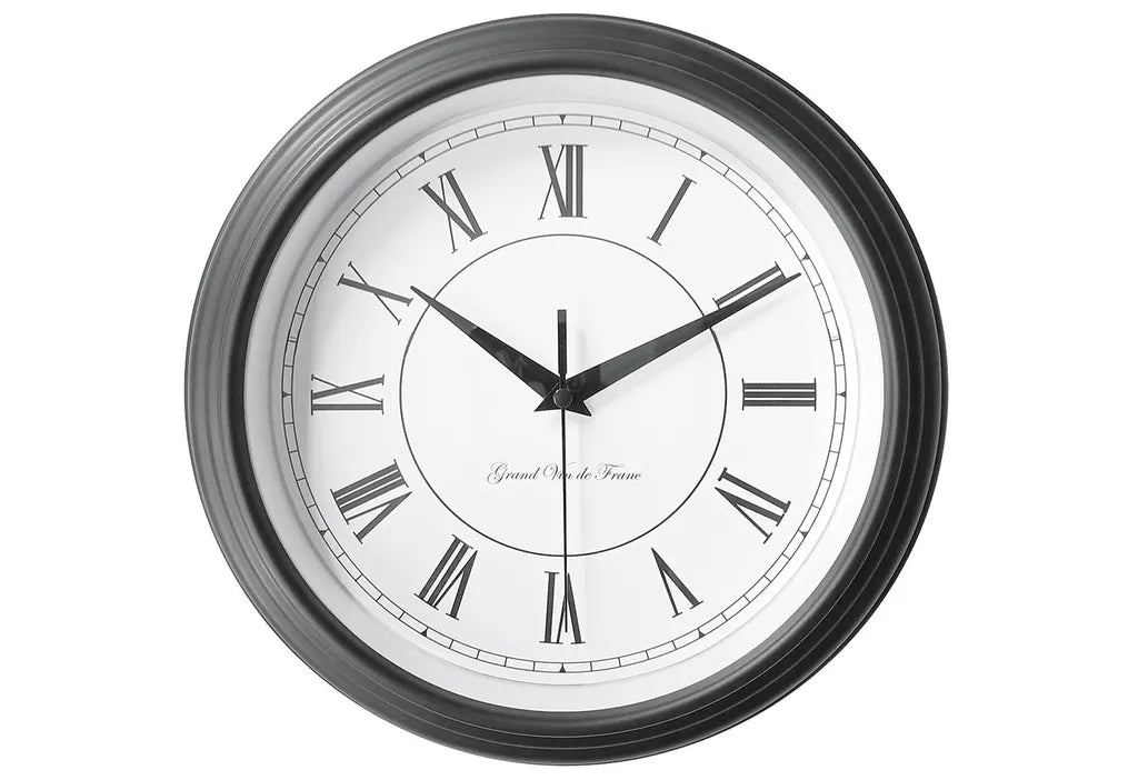  MEBUS Quarz Wanduhr Römische Ziffern Ø25cm Schwarz