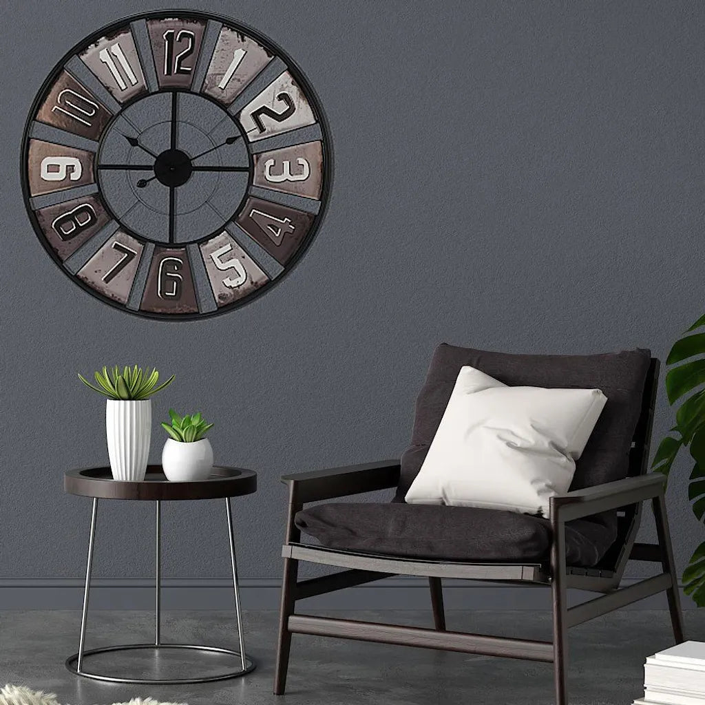  Wanduhr Für Wohnzimmer Mit Zifferblatt Im Industriellen Stil, Ø 80 Cm