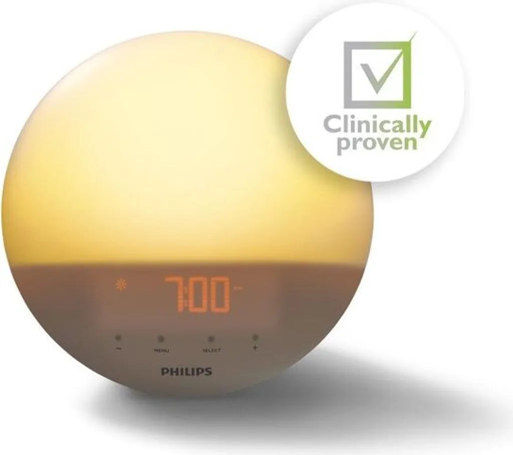  Philips HF3519/01 Wake-up Light (Sonnenaufgangfunktion, Digitales Fm Radio, Tageslichtwecker) Weiß