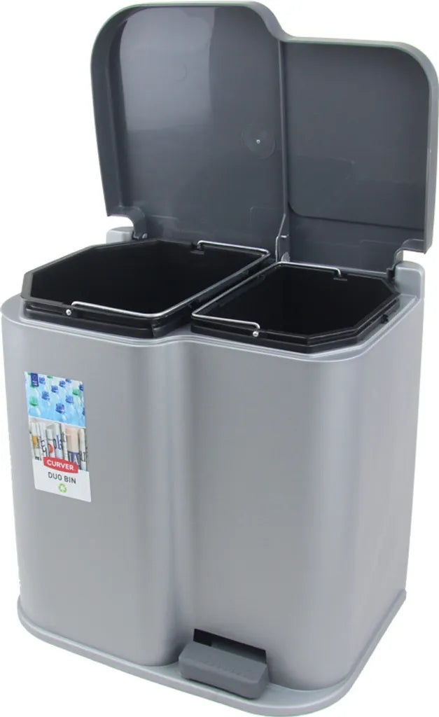  Curver Duo Tretmülleimer Deco 15L Mit 6L Inneneimern Hellgrau
