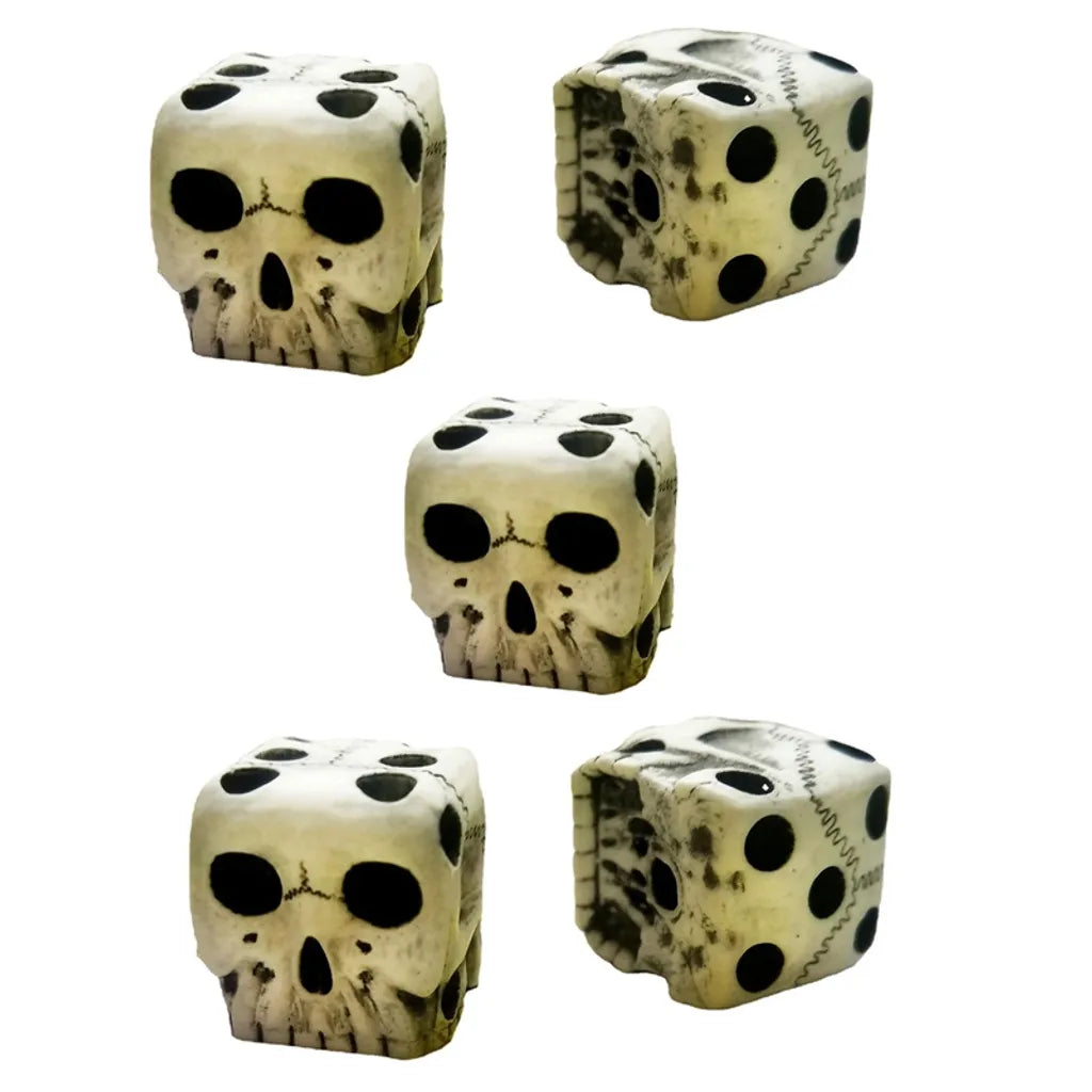  5x Skelett Würfel Gruselige Dekorative Verzierung 6-seitig Harz Gotische Skelettwürfel, Für Halloween Partydekoration
