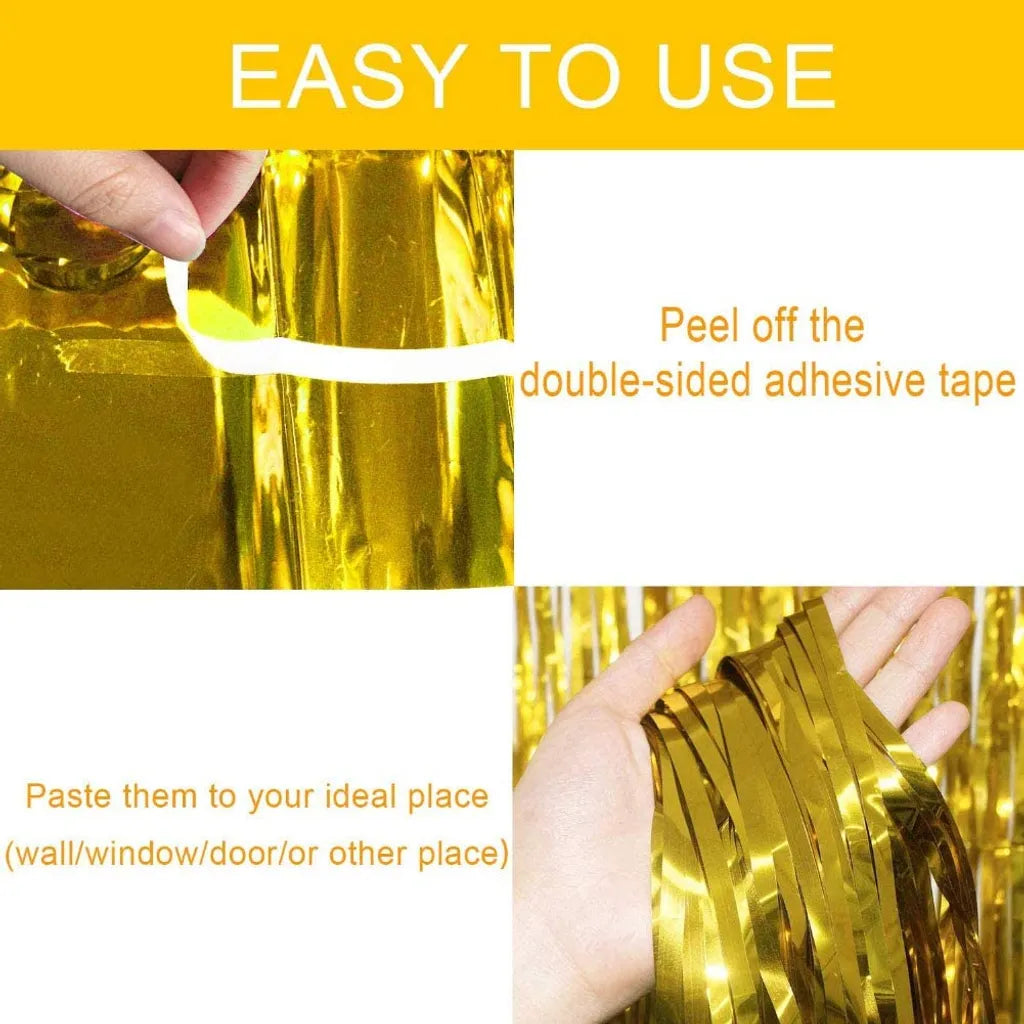  4 Stück Lametta Vorhänge Gold Glitzer Vorhänge,Folie Vorhang Gold,Dekoration Folie Vorhang Glänzende Fransenvorhang Für Party Dekoration Geburtstag Hochzeit Weihnachten(Gold)