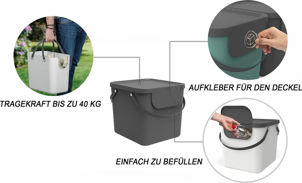 ROTHO Recycling Müllsystem 40 L ALBULA, Farbe:Anthrazit