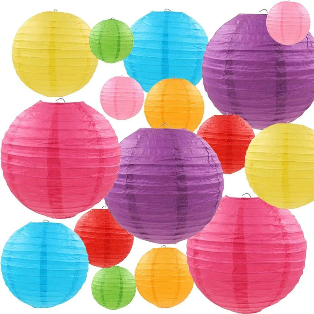  16 Pcs Bunte Papierlaternen (Multicolor, Größe Von 4", 6", 8", 10) Papier Hängende Dekorationen Ball Laternen Lampen Für Home Decor, Parteien Und Hochzeiten