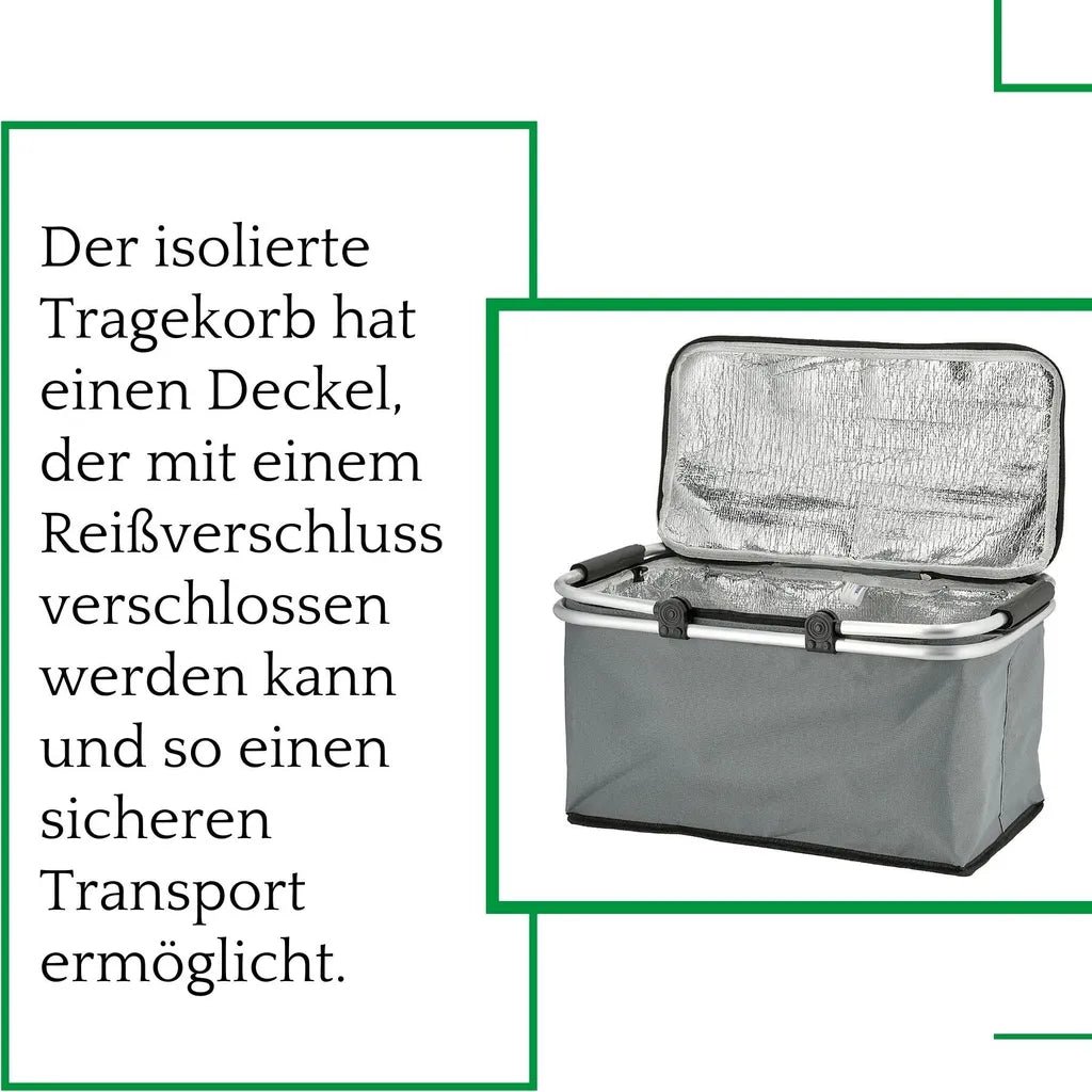  Novaliv 2x Einkaufskorb Faltbar Mit Kühlfunktion 30 Liter GRAU Isolierkorb Mit Gepolsterten Tragegriffen Und Reißverschluss Am Deckel Tragekorb