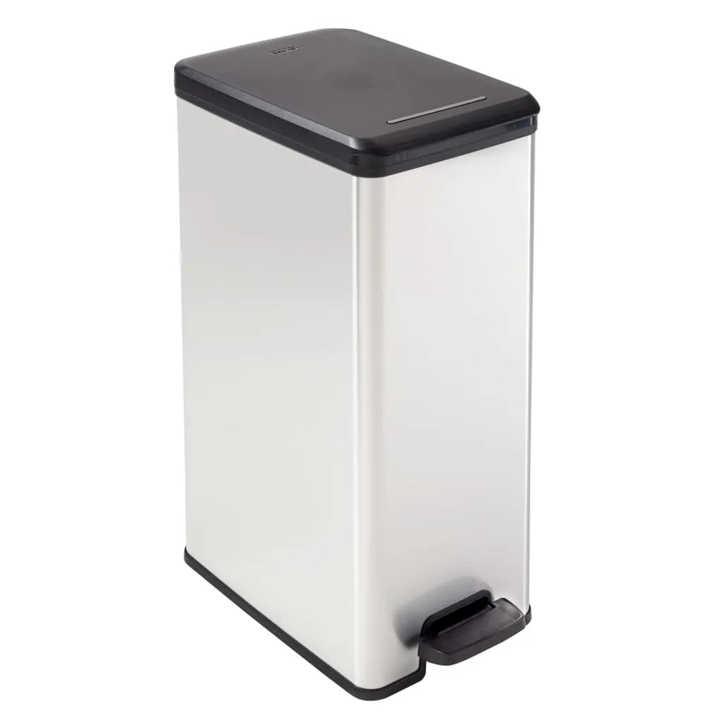  Curver Tretmülleimer Deco Schmal 40L Silbern