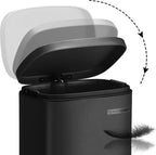  SONGMICS Mülleimer, 30 L Abfalleimer Mit Pedal, Treteimer Mit Inneneimer Aus Kunststoff, Für Die Küche, Klappdeckel, Softclose, Geruchsdicht Und Hygienisch, Schwarz LTB03BK