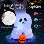  COSTWAY Gestapelte Geister Mit Bunten Lichtern Aufblasbar 310cm Lang, Riesige Gespenst Mit Kürbis, Halloween-Dekoration Für Halloweenparty, Hof & Outdoor