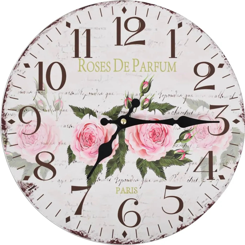  VidaXL Vintage Wanduhr Blumen 30 Cm