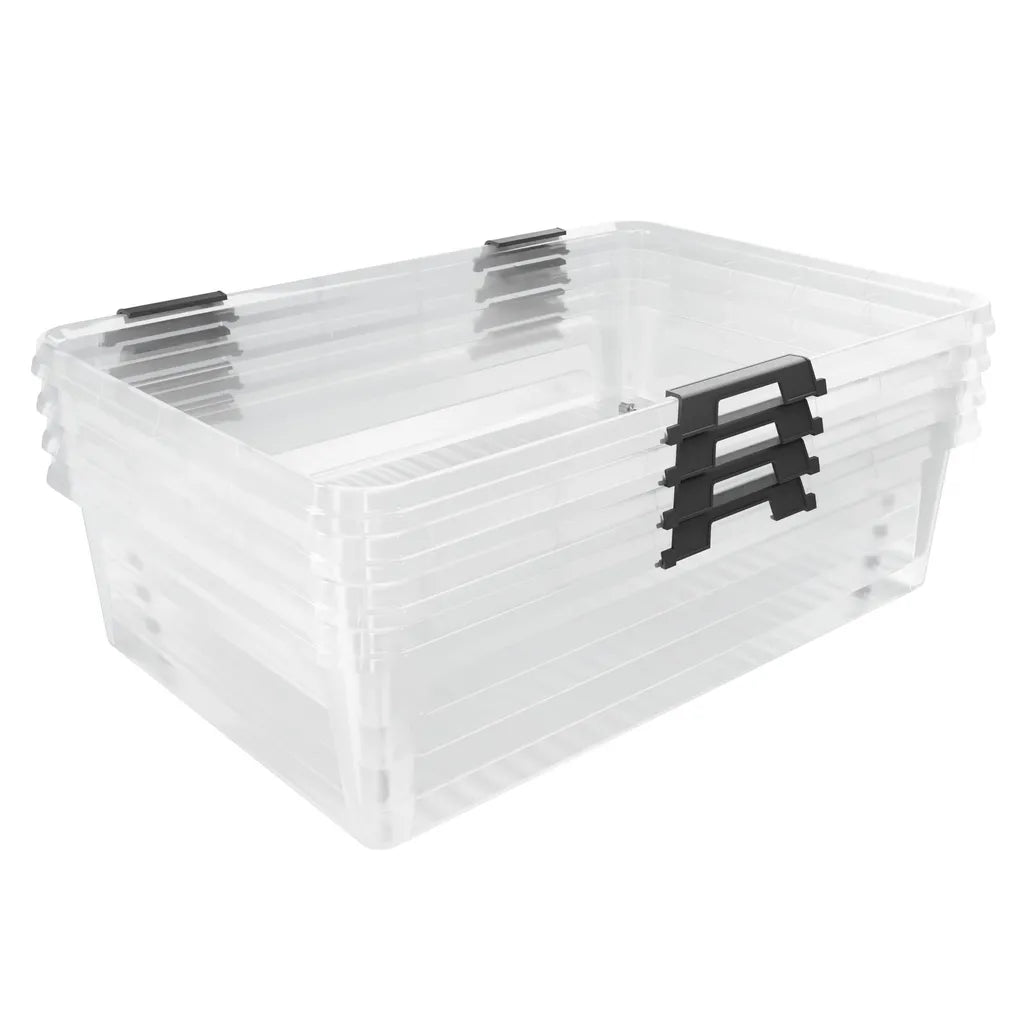  Deuba Aufbewahrungsbox Deckel Stapelbar Transparent Rollen Kunststoff BPA Frei Wohnzimmer Schlafzimmer Kinderzimmer 60L/30L, Volumen:30L