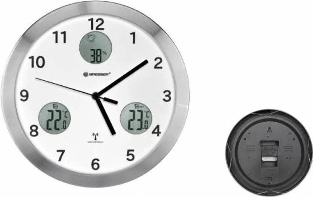  BRESSER MyTime Io Funk-Wanduhr Mit Temperatur- Und Luftfeuchtigkeitsmessung - 30 Cm Durchmesser Farbe: Weiss