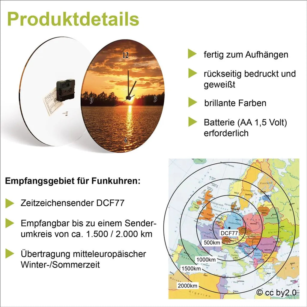  ARTland Glas Wanduhr Quarzuhr - Silberne Zeiger Granitoptik Größe: 30x30 Cm