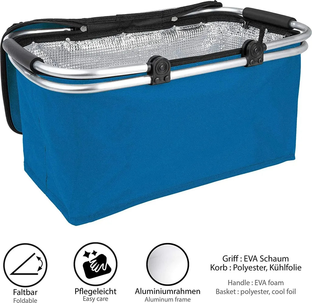  ONVAYA® Einkaufskorb Faltbar Mit Kühlfunktion | Dunkelblau | Faltkorb Mit Deckel | Isolierkorb | Einkaufstasche | Klappkorb | Thermokorb Klappbar