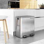  SONGMICS Mülleimer 60L Mit Müllbeutel Treteimer 2 X 30L Edelstahl Abfalleimer Mit Inneneimer Fingerabdruckfrei Mit Handgriffen Trennsysteme LTB60NL