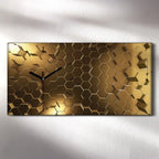  Küchenuhr Bürouhr Leinwand Uhr Geräuschlos 60x30 Abstrakte Kunst Hexagone - Schwarze Hände
