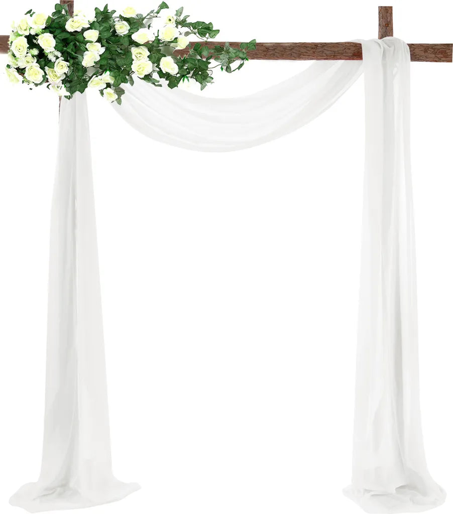  Chiffon-Vorhang Hochzeitsbogen Drapieren Stoff, Umweltfreundliche Zarte Textur Schön Hochzeitsdekorationen Im Freien （1 Panels，Weiß）