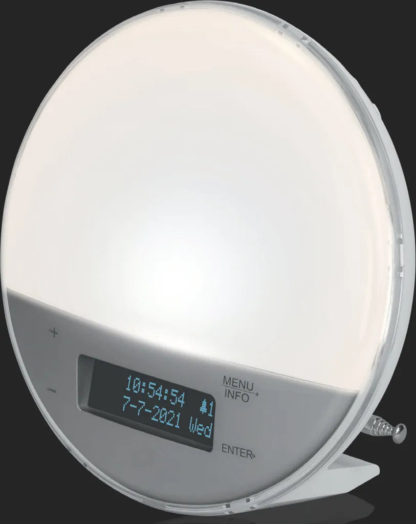  Miraval Lichtwecker DAB+ FM Radiowecker Sonnenaufgangssimulation 20 Stufen USB Port 7 Farben Sleeptimer Leuchtwecker Tageslichtwecker Kinderwecker