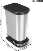 ROTHO Treteimer Duo 50 L PASO, Farbe:Silber Metallic