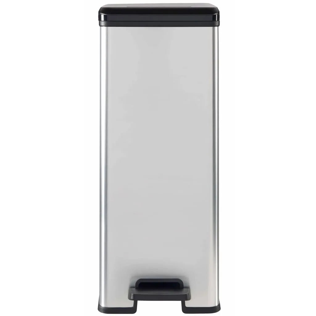 CURVER_DECO SLIM BIN Abfalleimer 40L Mit Fußpedal Silber Metallic_240640