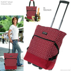  Einkaufstrolley Trolley Punta Wheel Einkaufsroller Einkaufswagen Shoppingtrolley Shopper EInkaufskorb Mit Rollen Und Gurten Trolly 10008-0220 Red Dots Punkte Rot + Bagboom Thermo TK Tasche