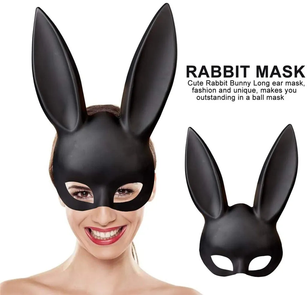  Hasenmaske, Schwarze Maskenmaske, Hasen-Augenmaske Mit Ohren, Hasen-Maske Für Halloween, Party, Cosplay, Verkleidung, Requisiten Ball, Ostern, Karneval