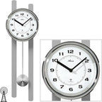  Atlanta 5105/19 Wanduhr Funk Funkwanduhr Mit Pendel Silbern Pendeluhr