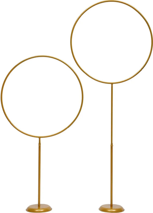  2 Stück 60cm Ballonständer Set 45-90cm Höhenverstellbar Metall Ballonhalter Säulenbogen Hochzeitsfeier Blumen Rahmen (gold) Für Party Hintergrund Dekoration