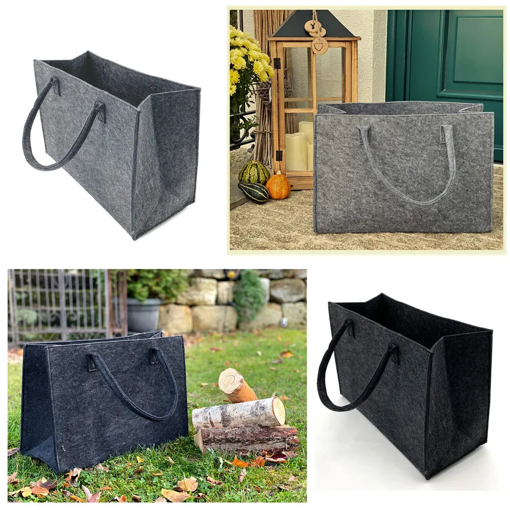  Heimtexland ® Allzweck Filztasche Shopper Tragetasche Filz Einkaufstasche Einkaufskorb Kaminholz Korb Aufbewahrung XL Tasche Typ717 Anthrazit